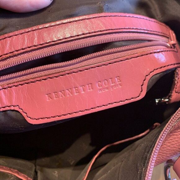 Kenneth Cole, leather, purse, handbag, messenger, tote, hobo, raspberry pink EUC - Picture 3 of 16